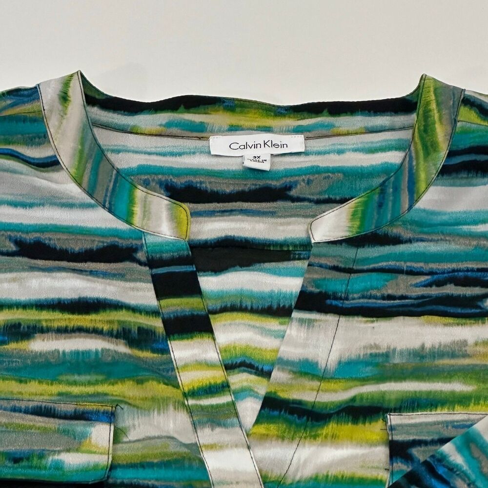 Calvin Klein Women's Blouse Multicolor Button Front Size 3XL